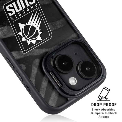 NBA Phoenix Suns Black Animal Print iPhone 15 Kickstand Case
